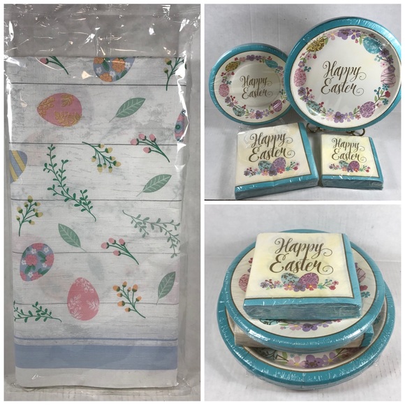 Unbranded Other - Happy Easter Paper Plates Napkins Service for 18